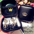 2 pack- Fashion Contact Lens Case Cute Crown Black White Leak Proof - Portable Box Kit with Mirror (2 pack - Crown)...