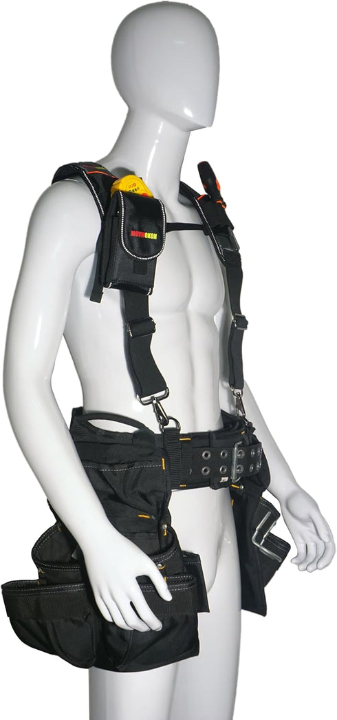 Movwokon Tool Belt Suspender for Man Carpenter Electrician Construction Adjustable High Efficiency(H style), average, Grey...