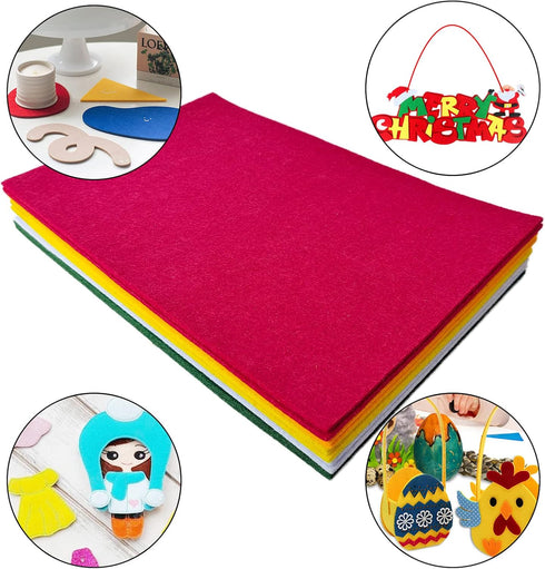 Jtnohx Felt, 3mm Thick Felt Sheets, 8"x12" Felt Fabric for Crafts, 10 Pcs Hard Stiff Color Felt for Sewing Holiday & DIY (April Day Colors Series...