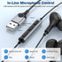 USB Headphones with Microphone for PC USB A Earbuds for PS5 Computer 2.3M Cord Magnetic in-Ear Headset Audio Control Mute Function for Laptop Desk...