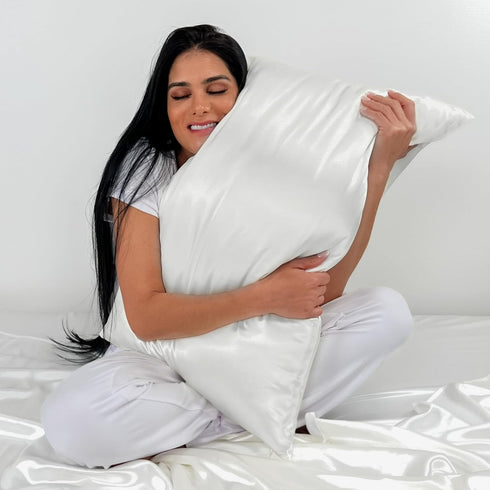 Mulberry Park 100% Silk Pillowcase - 19 Momme, Grade 6A Mulberry Silk - Deep Envelope Closure - White/Queen (20'' x 30'')...