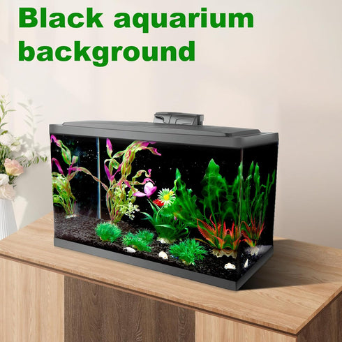 Black Aquarium Background Static Cling, 78.7"x15.7" Self Adhensive Fish Tank Background, Vinyl Aquarium Backdrop Sticker, Fish Tank Poster Aquariu...