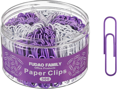 300pcs Large Paper Clips, Purple and White Jumbo Paperclips, 2 Inch (50 mm) Paper Clip for Office School Document Organizing...