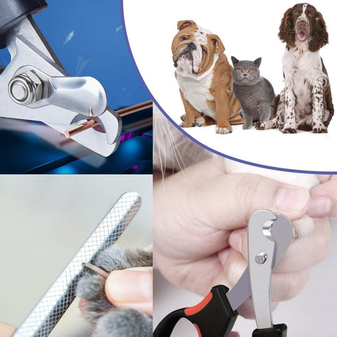 Pet Nail Clippers and Trimmers Set Safety Guard to Avoid Over Cutting Razor Sharp Blades Grooming Tool for All Small Large Dog Cat Red...