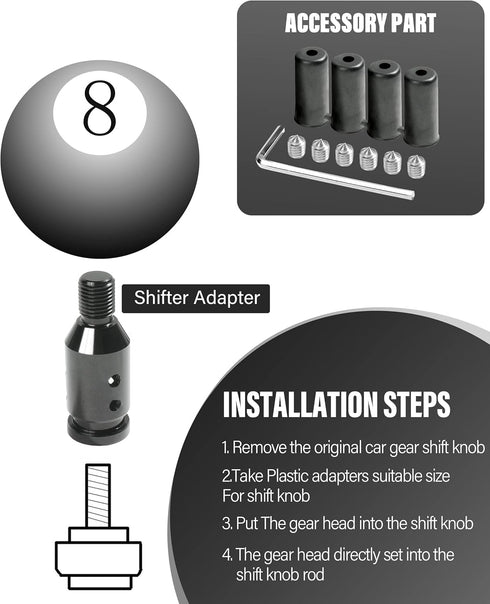 YAKEFLY Universal Gear Shift Connector, Aluminum Automatic Shifter Adapter, Non-Threaded Manual Gear M12x1.25 (Black)...