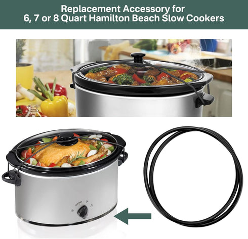 Black Lid Latch Strap Rubber Band Fit for Hamilton Beach Crock Pot Slow Cooker 6, 7, and 8 quart models, including 33167, 33172, and 33176?2PC?...