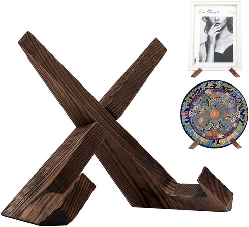 Wooden Display Stand Plate Holder Display Stand Picture Photo Frame Stand Decorative Signs Holder Multifunctional Display Stand for Table Decorati...