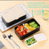 Original Bento Box Lunch Box Japanese Style 2 Layer Food Containers with Utensils Spoon and Fork Bundle Divider Salad Box for Men Women (Black)...