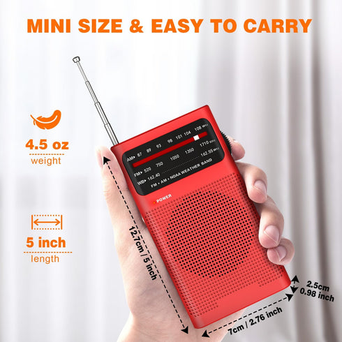 Goodes NOAA Weather Radio AM FM, Transistor Radio with Loud Speaker, Headphone Jack, 2AA Battery Operated Radio for Long Range Reception, Portable...