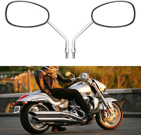 Motorcycle Mirrors Universal 8mm 10mm Chrome Rear View Side Mirror Handle Bar Bar End Motorcycle Mirrors Fit For Most Motorbikes...