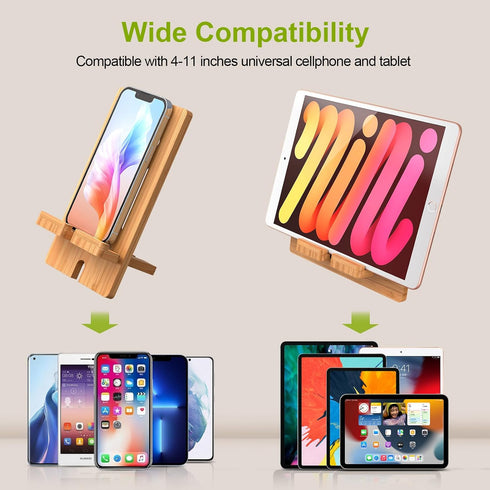 Pezin & Hulin Cell Phone Tablet Stand, Bamboo Wooden Smart Phone Desktop Charging Dock Holder Compatible with Pad, Phone 8 Plus X XS Max XR, All A...