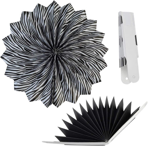 18pcs Party Hanging Paper Fans Set Black White Round Paper Fans Decorative Pattern Folding Fan Halloween Hanging Garlands for Halloween Birthday W...