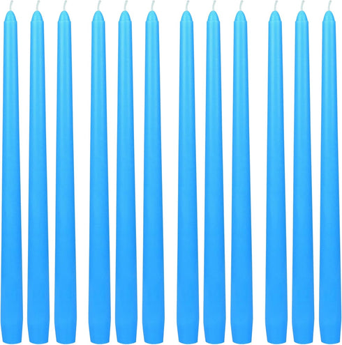 Zest Candle 12-Piece Taper Candles, 12-Inch, Light Blue...