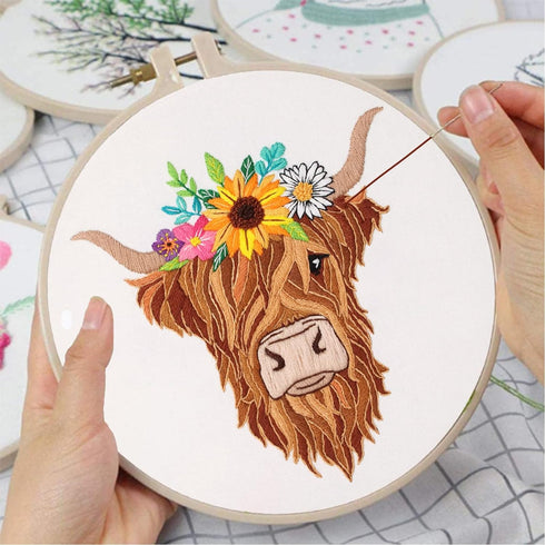 Louise Maelys Animal Embroidery Kits for Beginners with Highland cow pattern,Adults Starter Cross Stitch Kit DIY Needlepoint Kits......