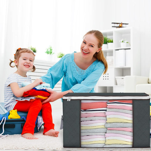 Large Storage Bags, 2 Pack Clothes Storage Bins Foldable Closet Organizers Storage Containers with Durable Handles Thick Fabric for Blanket Comfor...