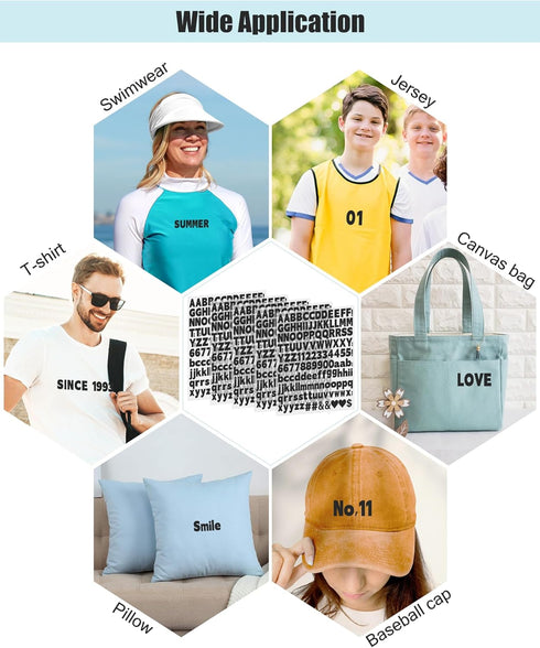 1 Inch Iron on Letters and Numbers for Clothing, 5 Sheets 755 Pieces Vinyl Heat Transfers Letters with A-Z and 0-9 Iron on Letters for Fabric Numb...