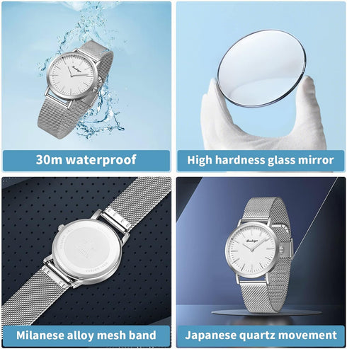 BOSHIYA Watches for Women Easy Reader 30mm Stainless Steel Expansion Band Sliver Gold Ladies Small Wrist Watch…...