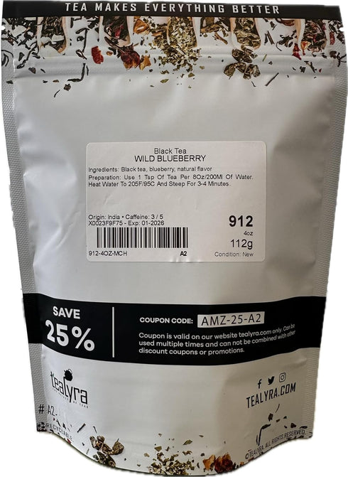 Tealyra - Wild Blueberry - Black Loose Leaf Tea Blend with Chrysanthemum - Caffeine Bold - All Natural Ingredients - 110g (4-ounce)...