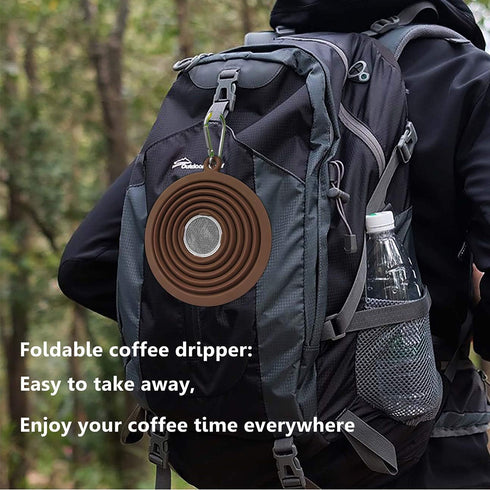 Collapsible Coffee Dripper Pour Over Coffee Filter, Silicone Reusable Coffee Maker,Paperless Coffee Brew Maker,Dishwasher Safe,Carabineer for Hiki...
