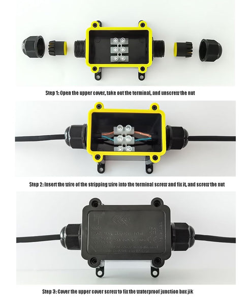 2pcs Waterproof Outdoor External 2 Way lP68 Electrical Junction Box Underground Cable Line Wires Power Cord Connector Protection...