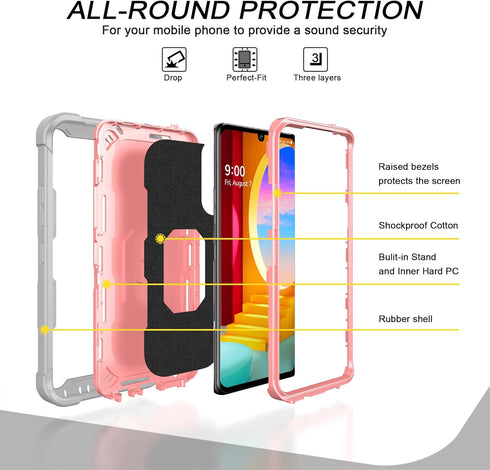 Asuwish Phone Case for LG Velvet 5G/LG Velvet Verizon G5 UW T-Mobile 2020 Cover with Ring Holder Stand Shockproof Hard Full Body Heavy Duty Cell A...