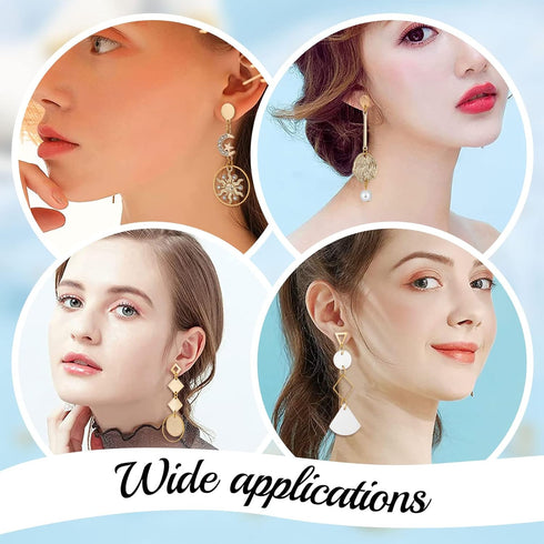 Beebeecraft 1 Box 80Pcs 4 Style 24K Gold Plated Stud Earring Findings Stainless Steel Triangle Oval Rhombus Flat Round Stud Earring Posts with Loo...