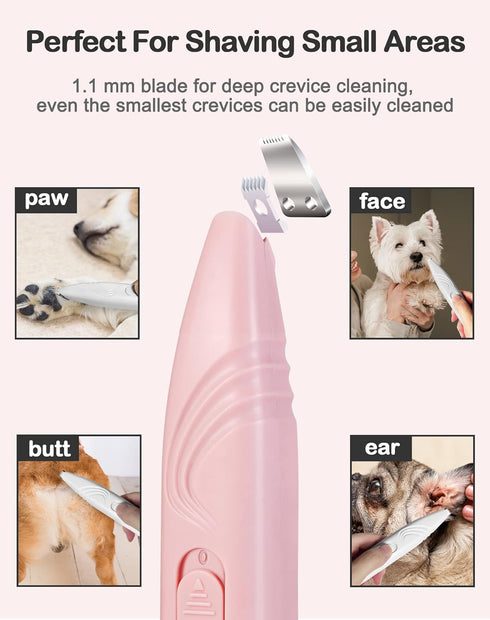Dog Paw Trimmer for Grooming, Cordless Electric Small Pet Grooming Clippers Hair Trimmer for Dogs Cats, Low Noise for Trimming Pet's Hair Around P...
