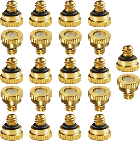Brass Misting Nozzles for Garden Cooling System 0.019" (0.5 mm) 10/24 UNC (22 PCS) (0.019'')...