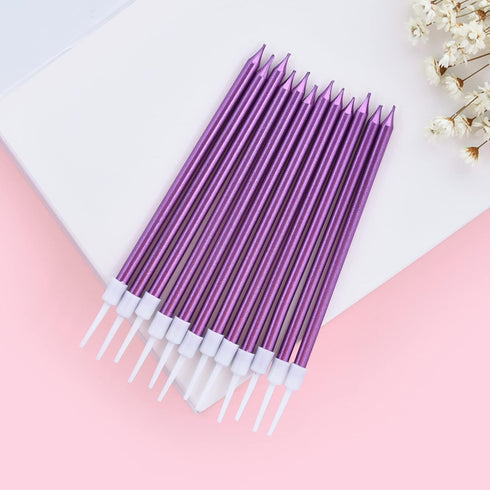 PHD CAKE Purple Long Thin Metallic Birthday Candles for Cake Party, Cake Candles, Weddings Cake Decorations, Candles for Cake...