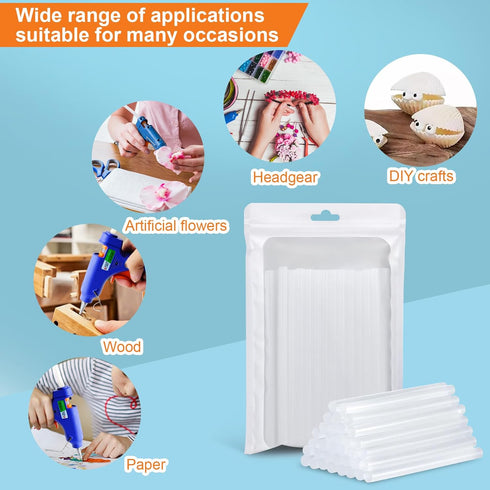 Mini Hot Glue Sticks for Glue Guns, 50-Piece Bulk, 5.7" long x 0.27" diameter, small size, versatile for crafts, DIY home decor and gluing project...