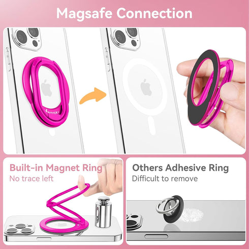 MINDSKY Mag-Safe Phone Stand Phone Grip Compatible with iPhone 12/13/14/15 Mini/Pro/Pro Max Accessories Removable Magnetic Finger Phone Ring Grip ...