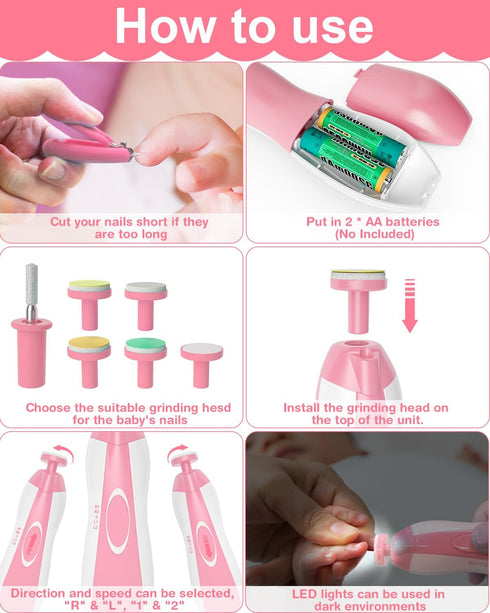 OTTOLIVES Baby Healthcare and Grooming Kit, 24 in 1 Baby Electric Nail Trimmer Set Newborn Nursery Health Care Set for Newborn Infant Toddlers Bab...