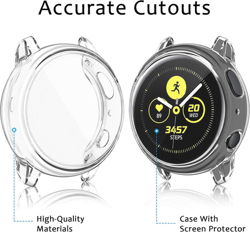 Tobfit Compatible with Samsung Galaxy Watch Active 2 Watch Case Screen Protector 40mm, Soft TPU Full Around Protective Cover for Samsung Galaxy Ac...