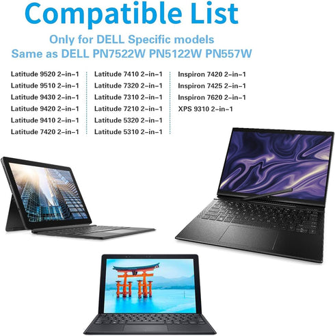 Active Stylus Pen WP01 for PN557W PN556W Dell 2 in 1 Laptop for Latitude 5285 5289 5290 7285 7390 7400, for Inspiron 7420 7425, XPS 15 9570,9510 9...