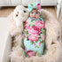 Galabloomer Receiving Blanket Headband Set Flower Print Baby Swaddle Blankets...