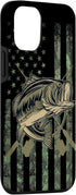 Camo American Flag Bass Fishing Gift Love Fishing Fisherman Case for iPhone 12/12 Pro...