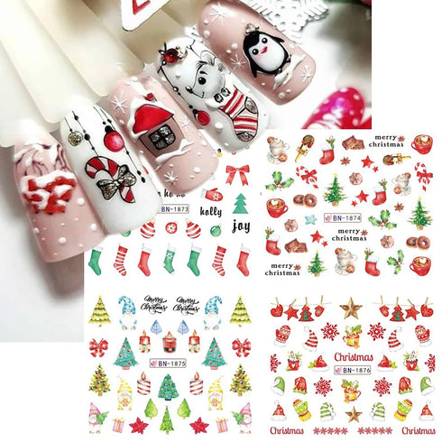Christmas Nail Art Stickers 12 Sheets Christmas Nail Decals Water Transfer Nail Art Supplies Snowflakes Gnomes Christmas Tree Nail Designs Cute Wa...