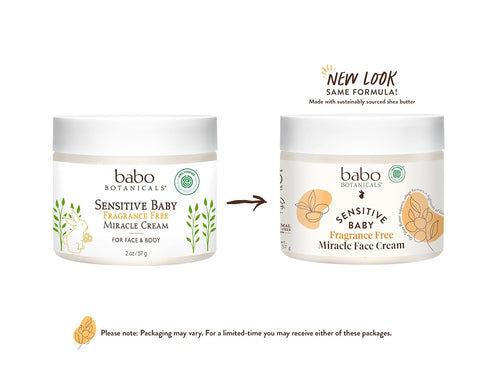 Babo Botanicals Sensitive Baby Fragrance-Free Miracle Cream - Face & Body Moisturizer - For Sensitive Skin - Calendula, Shea Butter, Coconut Oil -...
