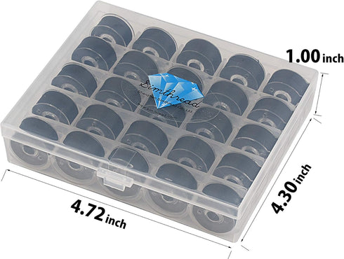 Simthread 25pcs Black Prewound Bobbin Thread Size A Class 15 (SA156) 60WT with Clear Storage Plastic Case Box 70D/2 for Brother Embroidery Thread ...