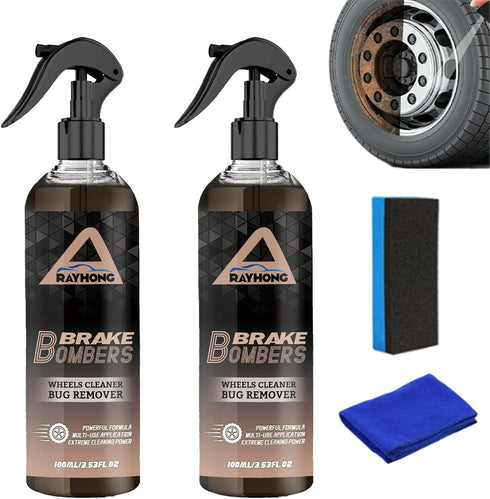 2PCS Brake Bombers Wheel Cleaner, Powerful Non-Acid Truck & Car Wheel Cleaner Spray, Perfect for Cleaning Wheels and Tires,Chrome, and Painted Whe...