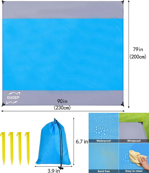 Beach Blanket, Beach Mat Sand Free Waterproof 79" X 83" Suitable for 4-7 Adults, Waterproof Lightweight Picnic Blankets for Travel, Camping, Hikin...