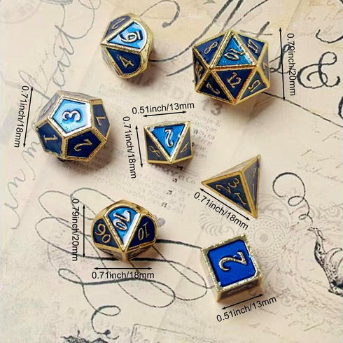 7 Pieces Metal DND Dice Set Retro D&D Polyhedral Dice with Flannel Bag for DND Dungeons and Dragons Role Playing Games (Bronze)...