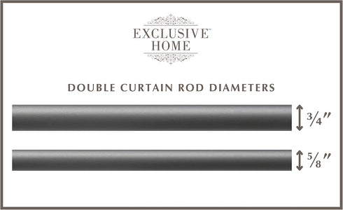 Exclusive Home Curtains ER1024-02 66120 White Mosaic Double Curtain Rod and Finial Set, Adjustable 66"-120", Gunmetal...