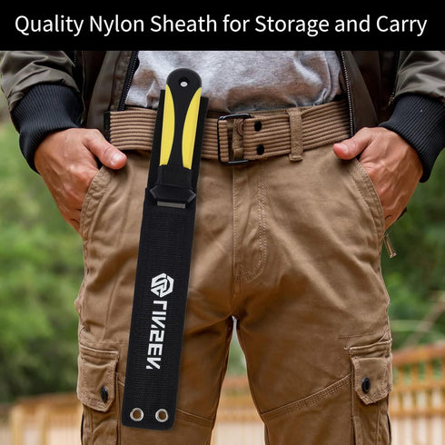 Stainless Steel Garden Knife with 7.8" Blade, Double Side Utility Sod Cutter Lawn Repair Garden Knife with Nylon Sheath (yellow)...