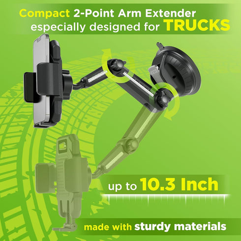 Truck Phone Holder Mount Heavy Duty Cell Phone Holder for Truck Dashboard Windshield, Compact 10.3 inch Arm, Super Suction Cup & Stable, Compatibl...