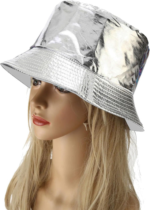 Joylife Metallic Bucket Hat Trendy Fisherman Hats Unisex Reversible Packable Sun Cap...