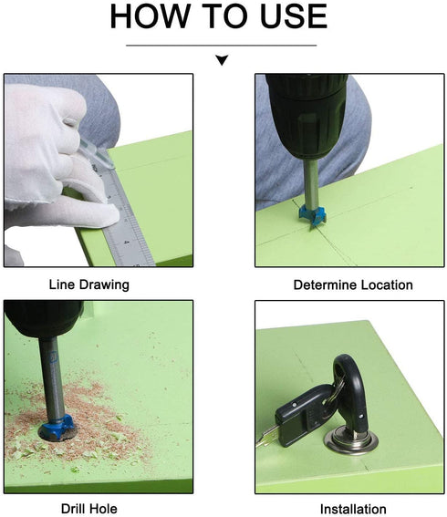 Auniwaig 40mm Dia Forstner Drill Bits Wood Hole Saw Auger Opener Cemented Carbide Round Shank 80mm Length Blue Woodworking Hinge Hole Drilling Bor...