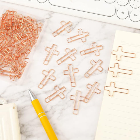 60 Pcs Cross Paper Clips, Christian Paper Clips Bookmarks Metal Paper Clips with Plastic Case for Christian Women Men Office School Home Teachers ...