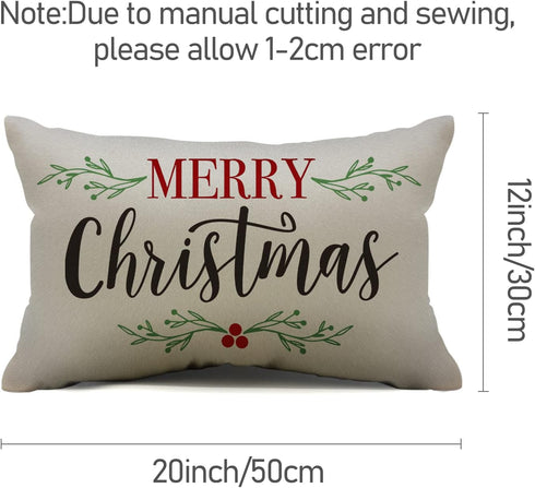 DFXSZ Merry Christmas Pillow Covers Holly Berries Lumbar Pillow Covers Outdoor Pillowcase 12x20 Inch for Home Decoration...