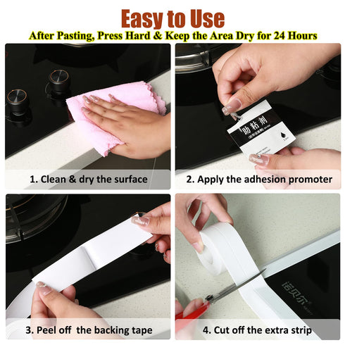 White Caulk Tape Waterproof Self Adhesive,Toilet Caulk Strip Caulking Sealant Tape, Bathtub Caulk Sealing Strip Tape for Bathroom Caulking Tape Sh...